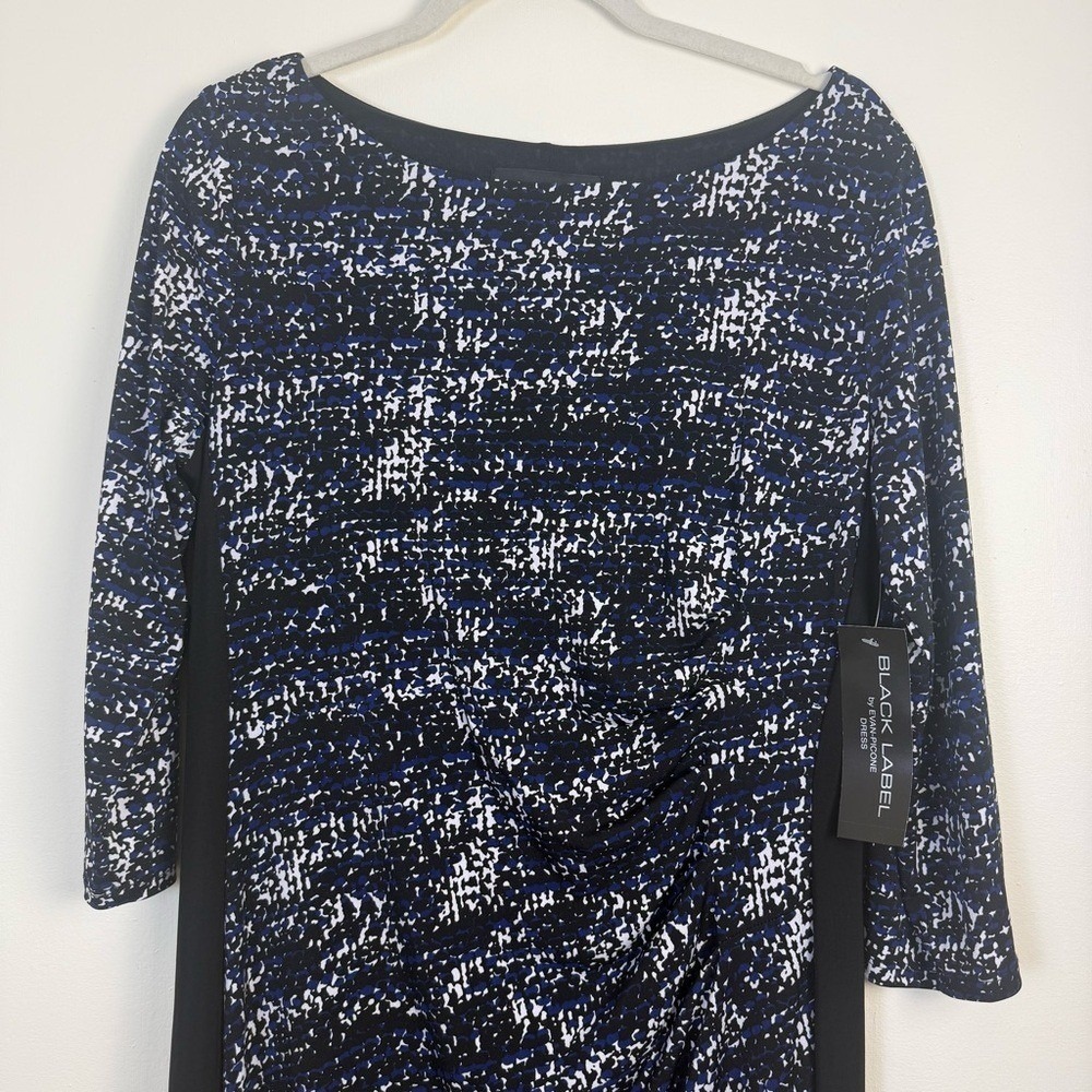 Black Label by Evan-Picone Womens White Patterned Dress‎ sz 12 Bodycon Stretch - Picture 2 of 11